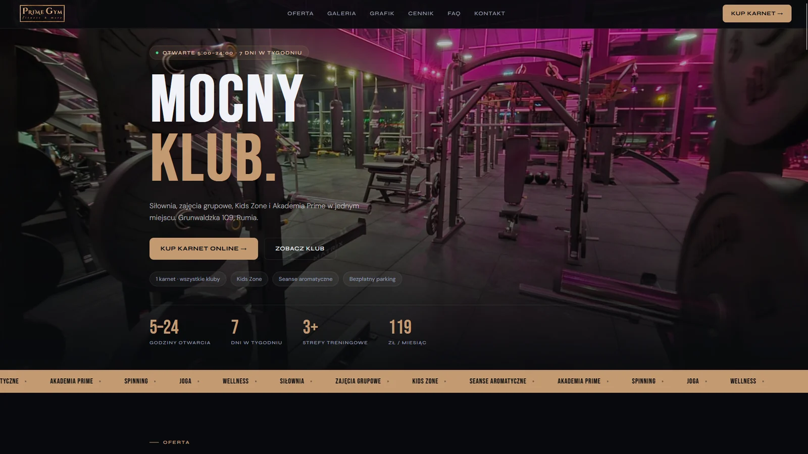 PrimeGym Rumia website concept screenshot