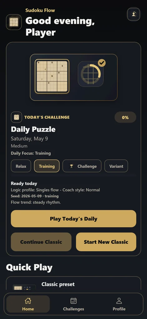 NineSmith Sudoku mobile app screenshot